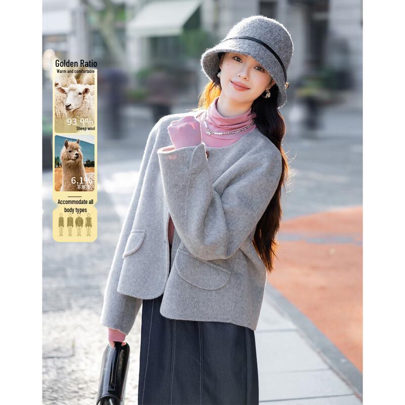 

ITISF4 Women s Short Double-faced Wool Coat L