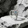 Bohemian Unisex Vintage Copper Plated Silver Ring Cross Totem Turquoise Inlaid Jewelry for Men Women Daily Wear Party Holiday
