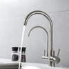 Nickel 304 Stainless Steel  Kitchen Sink Faucet Pure Water Filter Dual Handle Hot and Cold Drinking Water Mixer Taps Crane