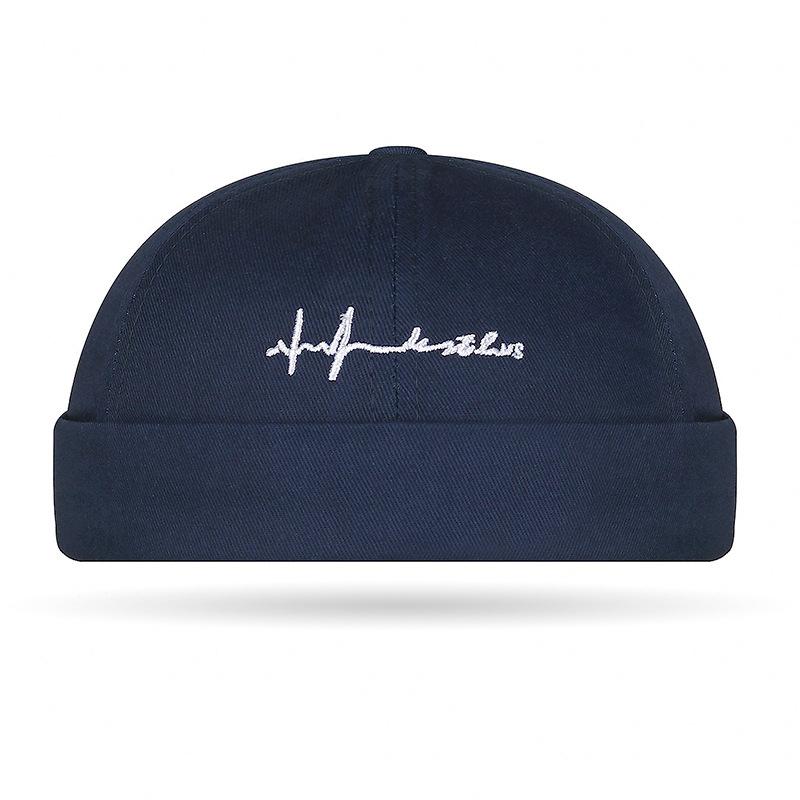 Embroidered Letter-patterned Hipster Hats Without Brims and Melon Rind Hats for Men and Women Street Hip-hop Style Domed Landlord Hats