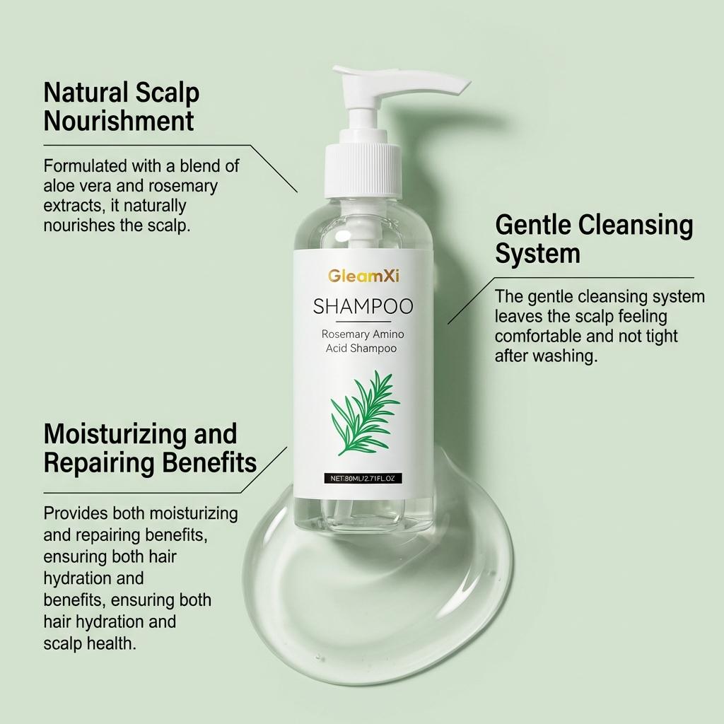 Rosemary Amino Acid Nourishing Shampoo, Refreshing & Smooth Hair Care for Soft, Manageable & Silky Hair