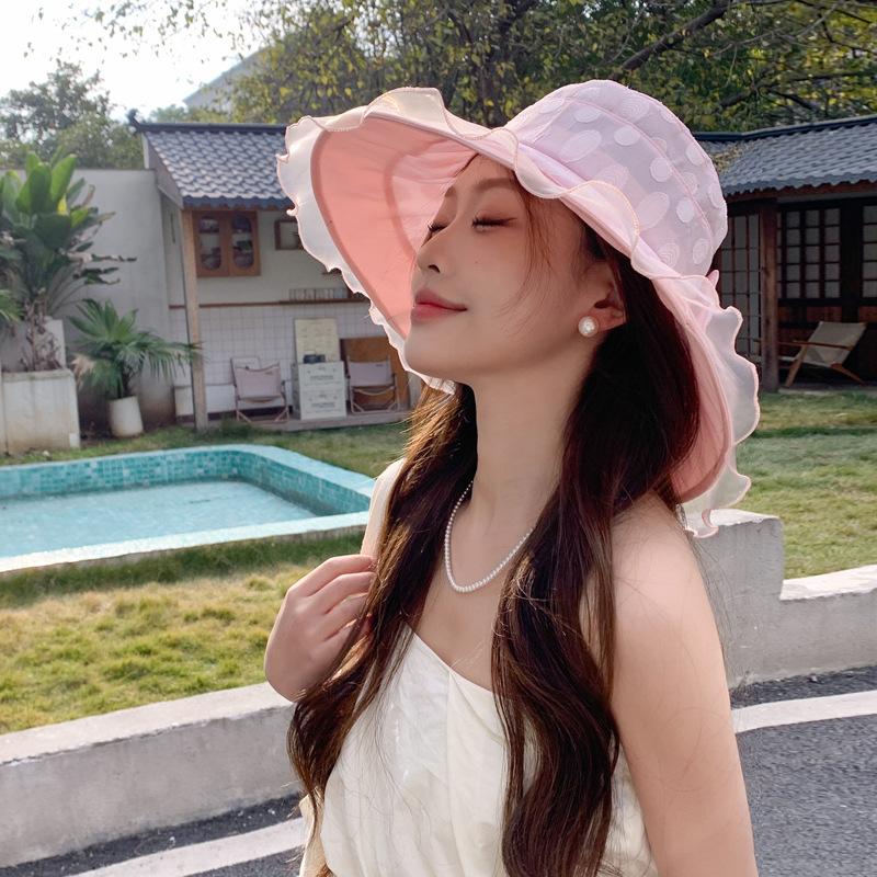 

Летняя шляпа женская дышащая кружевная с большими полями солнцезащитная от солнца панама летняя уличная универсальная показывает маленькое лицо One Size