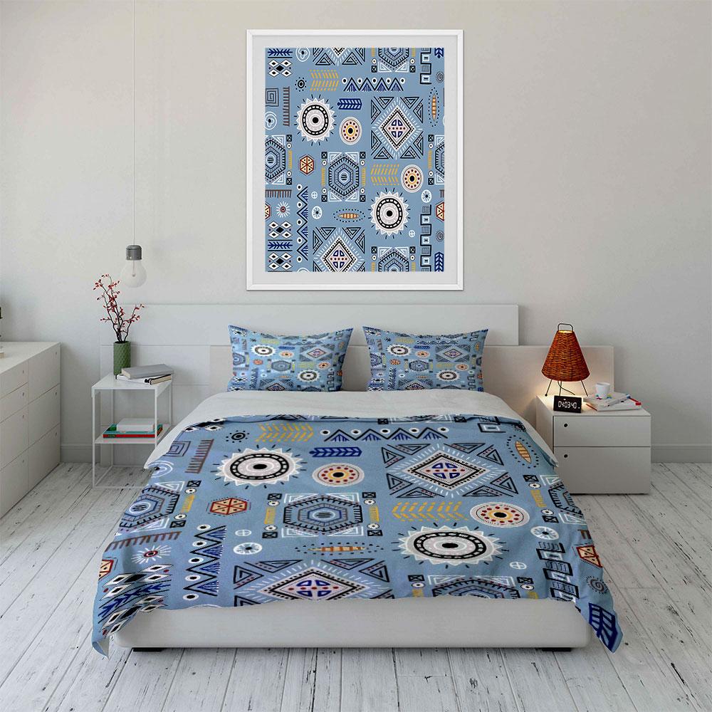 Geometric Pattern Decorative Design Bedding Set For Kids Luxury Gift 3Pcs Digital Print Comforter Set Soft Comfortable