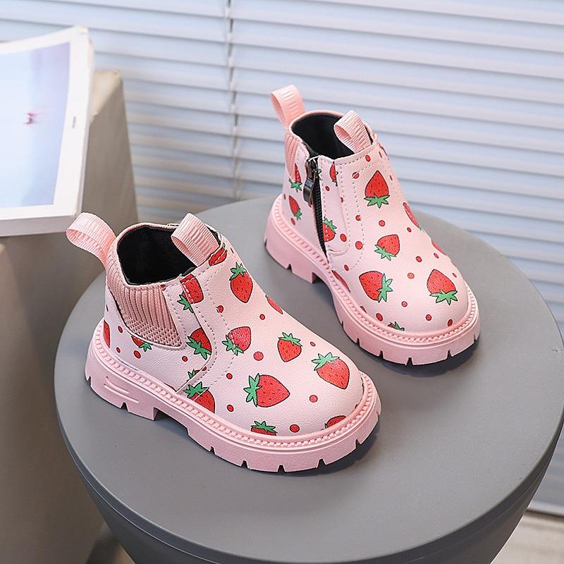 Neue Kinder Knöchelboots Mädchen Bemalt Weiche Sohle Leicht Bequem Rutschfest Koreanischer Stil Kurze Stiefel