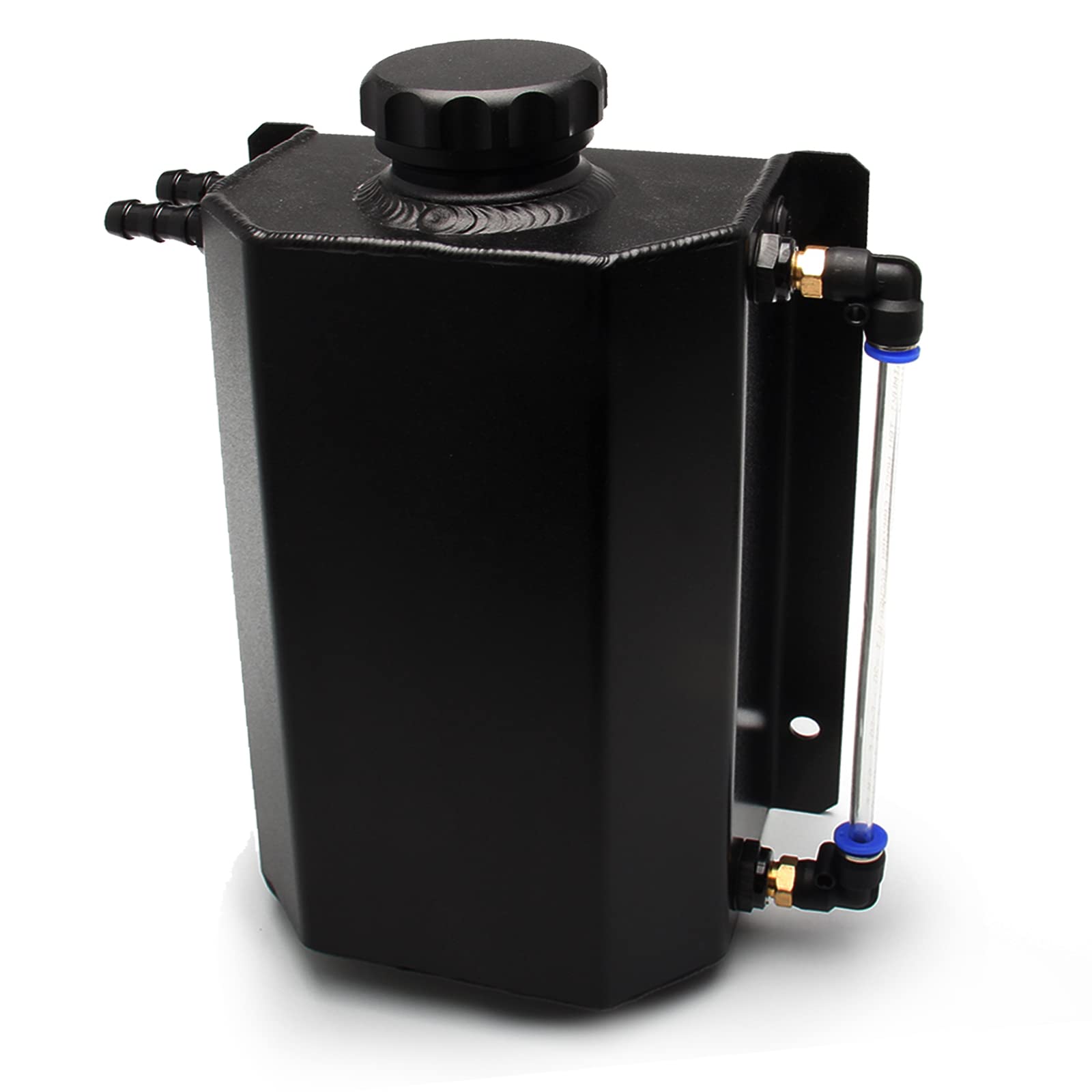

YESHMA 2L Aluminum Reservoir Tank Coolant Reserve Tank Oil Catch Overflow Tank Auto Radiator Expansion Alloy Tank Universal Black