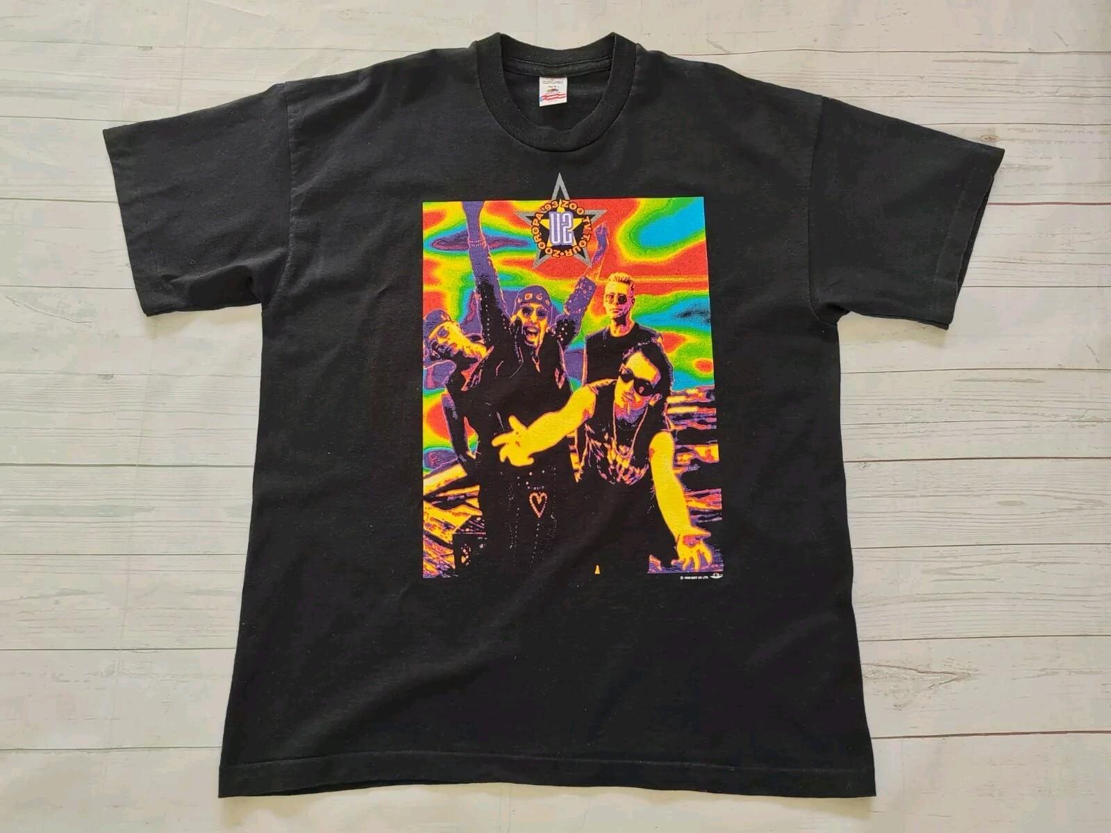 U2 Vintage 90s Men s Rock Band Zoo TV Zooropa Tour Single Stitch Size XL Unisex T-Shirt M