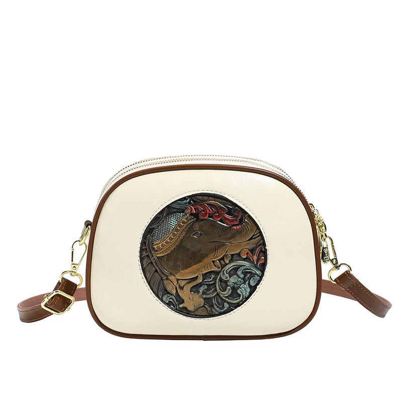 Women's Bag - Retro and Simple Chinese Style Bag - Shoulder Bag with Trendy and Fashionable Small Round Shape