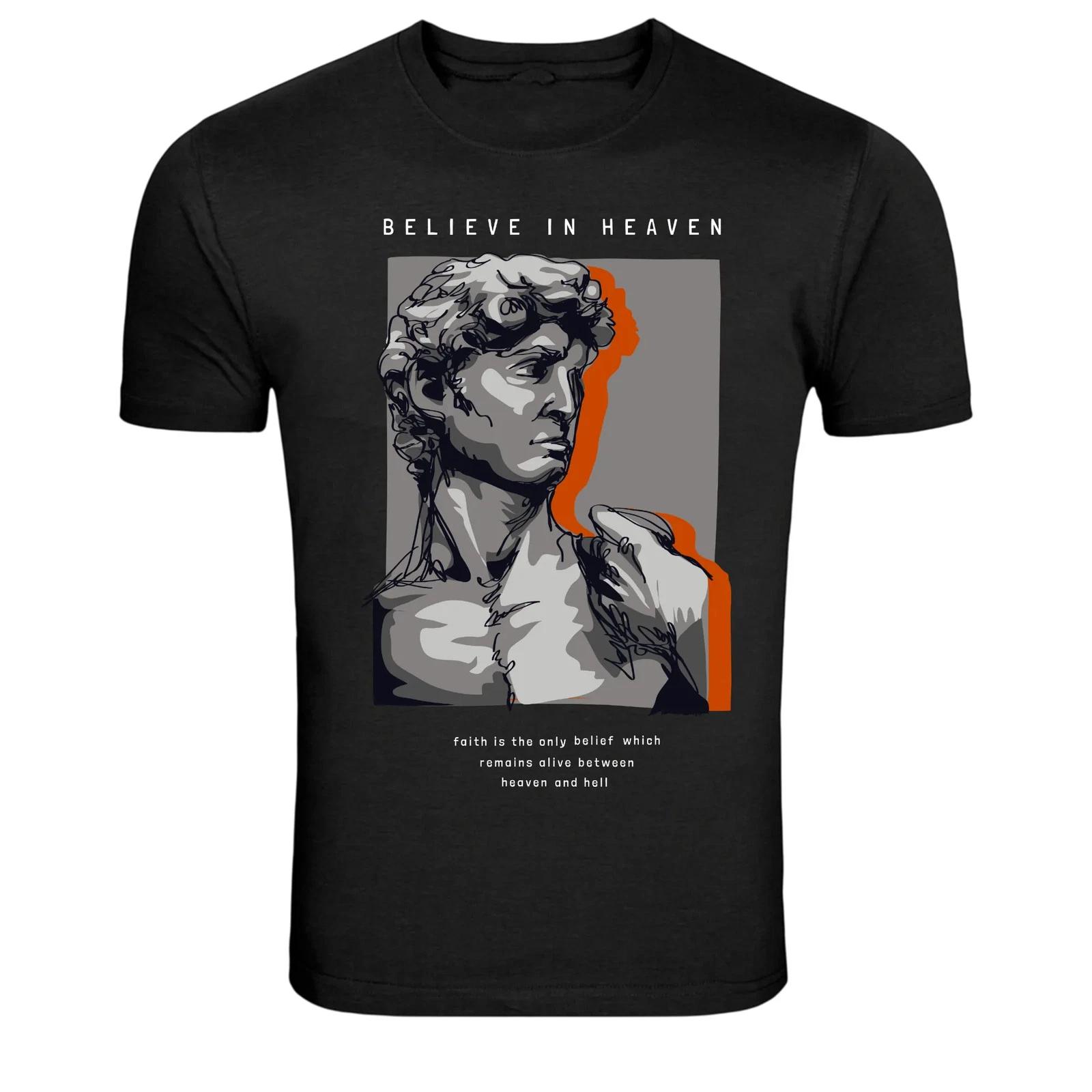 Believe In Heaven Faith Statue Graphic T-Shirt XL