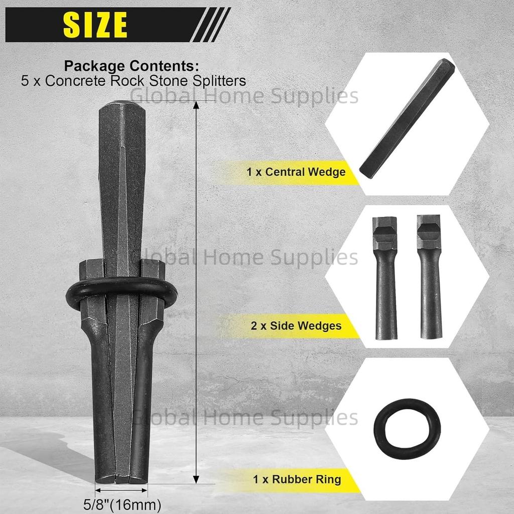 5/8 Inch (16mm) 5PCS Plug Wedges and Feather Shims Concrete Rock Stone Splitter Hand Tools