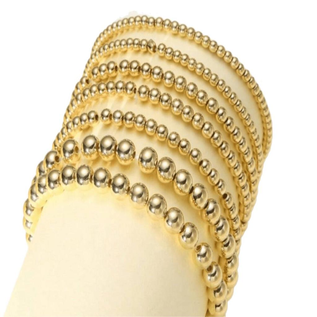 Europäischer und Amerikanischer Stil Handgefertigtes Goldperlen Geometrisches Armband Set - Leichter Luxus, High-End, Elastisches Design