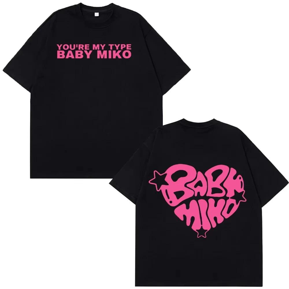 Baby Miko "You're My Type" Double-Sided T-Shirt Pink Heart Logo Black Cotton Oversized Streetwear Unisex Tee