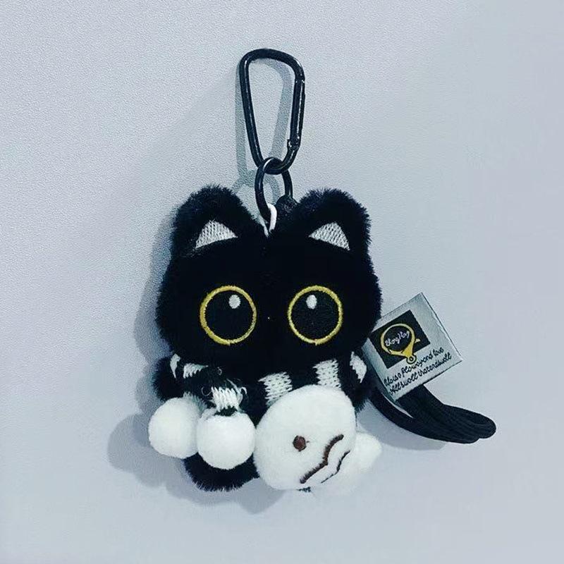 Kawaii Schwarze Katze Plüsch Schlüsselanhänger Puppe Anhänger Kuschelkätzchen Schlüsselanhänger Ins Plüsch Schlüsselanhänger Puppe für Junge Mädchen Niedliches Geburtstagsspielzeug Geschenk