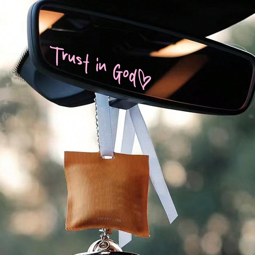 Bible Verses Christian Mirror Sticker - Trust In God, Faith Hope Love, Self Adhesive Shiny Look, "Trust In God" Pattern with Heart Shape