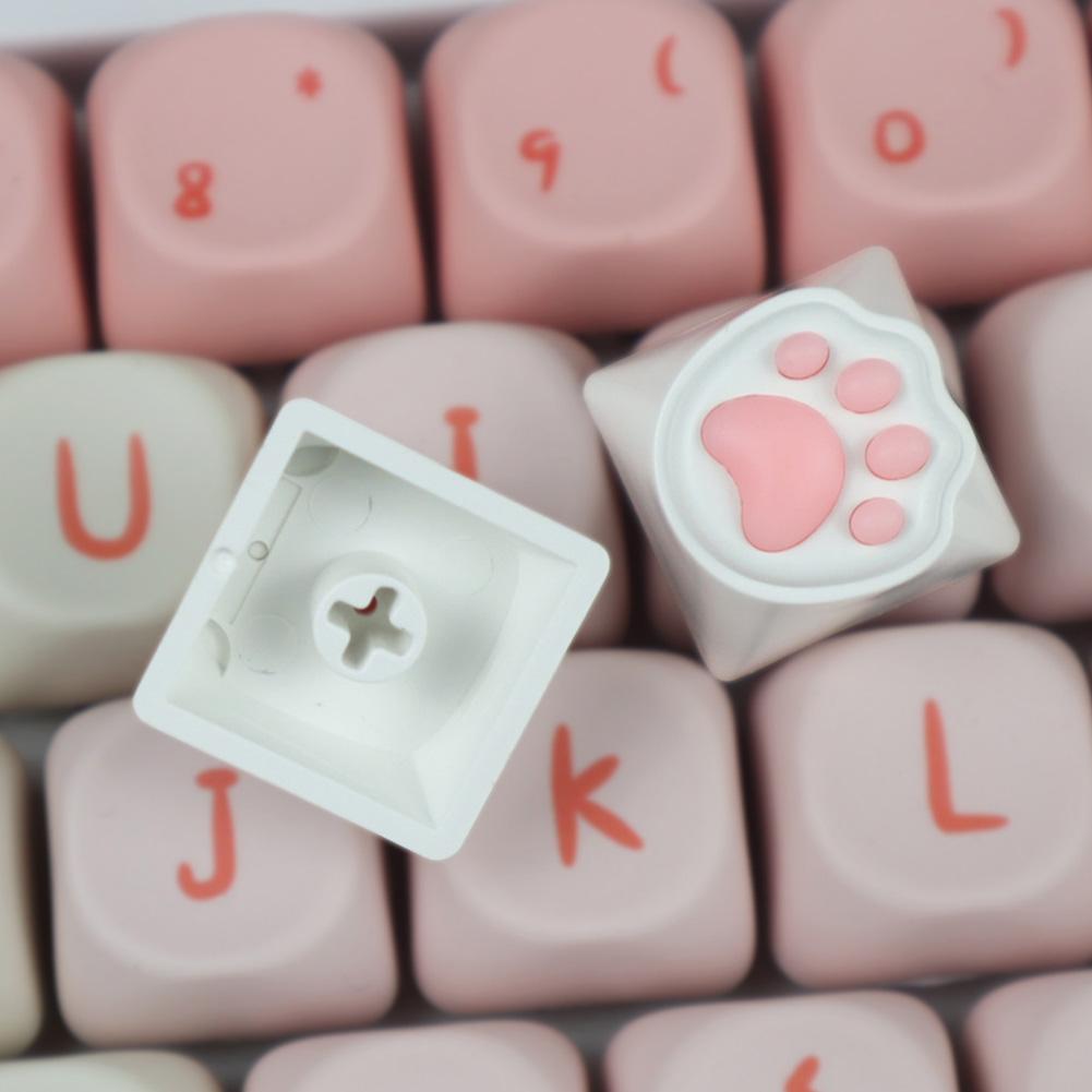 1/4Pcs Lovely Cat Claw Keycaps Cross Axis Key Cap Pink White Cartoon DIY Decoration For Mechanical Keyboard Arrow Keys