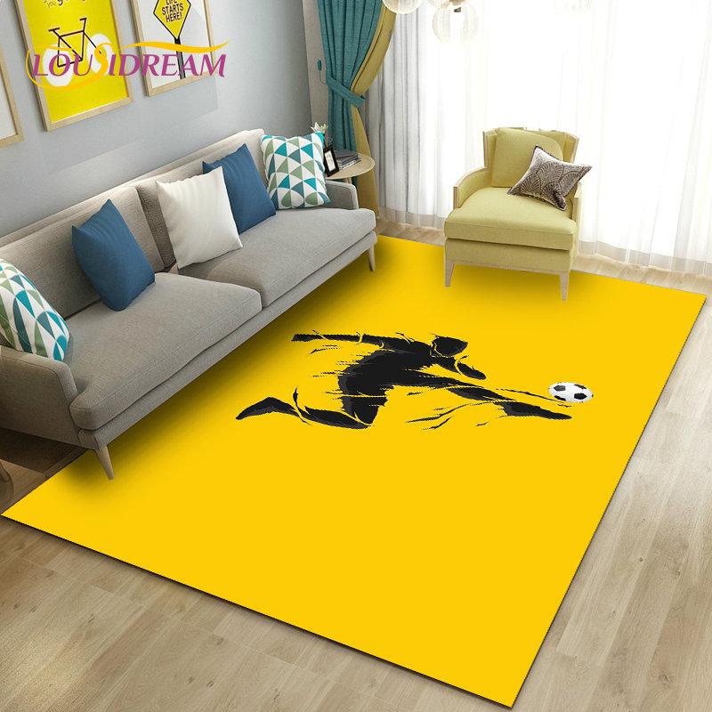 כדורגל כדורגל תלת מימד שטיח אזור ספורט, שטיח לסלון ספת חדר שינה שטיח לדלת קישוט מטבח, משחק לילדים מחצלת רצפה מונעת החלקה