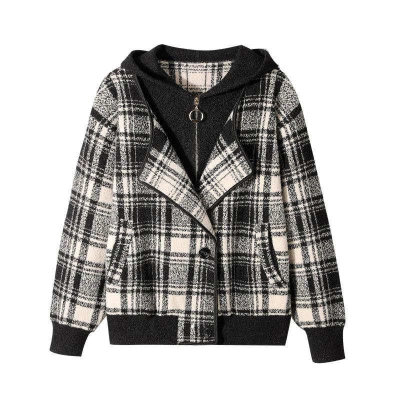 Coat for Women Thickened Hooded Fake Two-Piece Winter Casual Oversize Double Layer Jacket