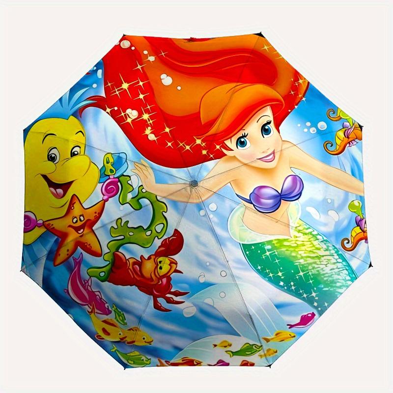 

Disney Mermaid,Sea Friends,Underwater Adventure Manual Opening and Closing Umbrella, 8-Rib Reinforced Folding Design, Lightweight
