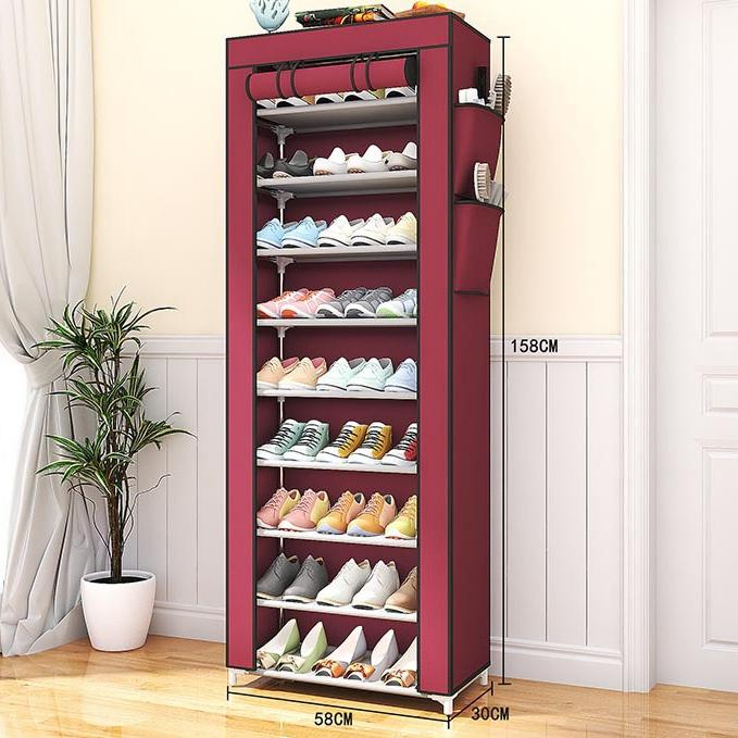 Shoe Rack with Dustproof Covers - Heavy Duty Steel Storage Organizer , Industrial Shoe Shelf for Garage/Entryway Design