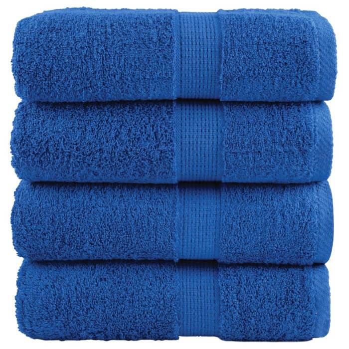 VidaXL Serviettes d'invité de Qualité Supérieure 4 pcs, Draps de Bain, Essuie-mains, Serviette de Visage Salle de Bain, Bleu 137183