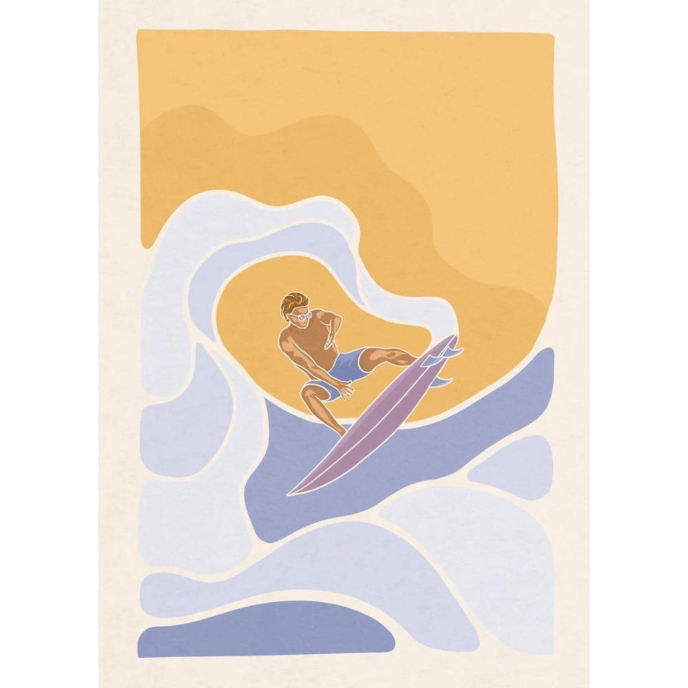 Minimalistische Surf-Mädchen Poster Meeresblick Strandhaus Drucke Leinwandbild Wandkunst Bilder Haus Sportliches Teenie-Mädchenzimmer Dekoration