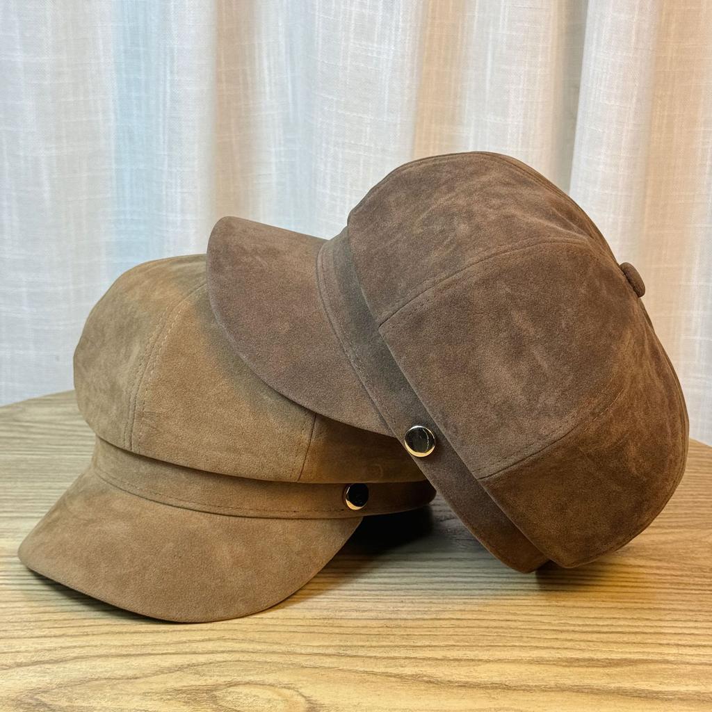 Big Head Duck Tongue Beret Women's Autumn and Winter Octagonal Hat Painter's Hat Japanese Retro Korean Style Small Newsboy Hat with A Face