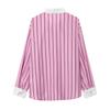 European and American Style, New Women's Clothing Long-sleeved Lapel Contrasting Color Cuffs Striped Loose Shirt 3564080