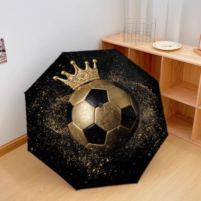 1 PC Automatic Folding Umbrella - Football Pattern, Portable & Foldable Design with 8 Ribs, Christmas Birthday Gifts