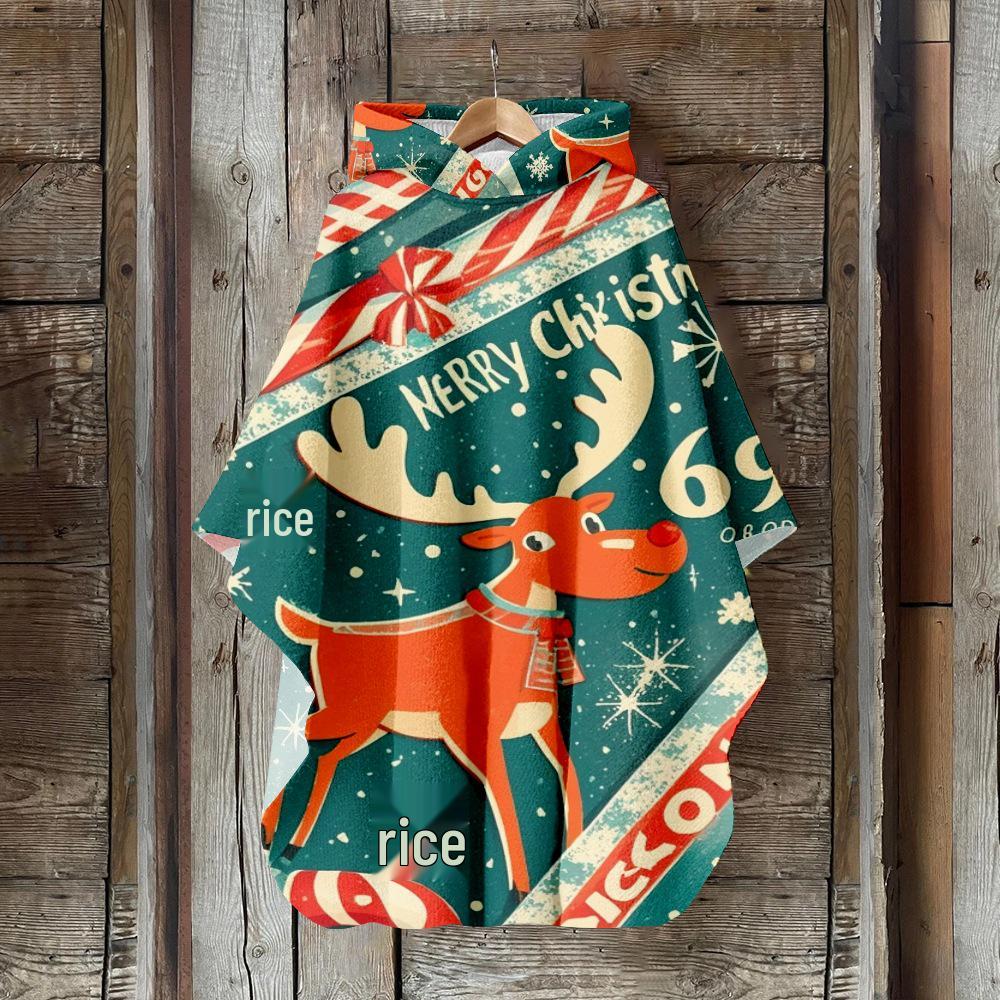 Digital Print Women's Hooded Cloak for Halloween and Christmas