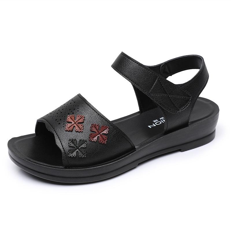New Sandals Medium and Old Women's Shoes Summer Flat Non-slip Middle-aged Soft Sole Summer Comfortable Elderly Shoes