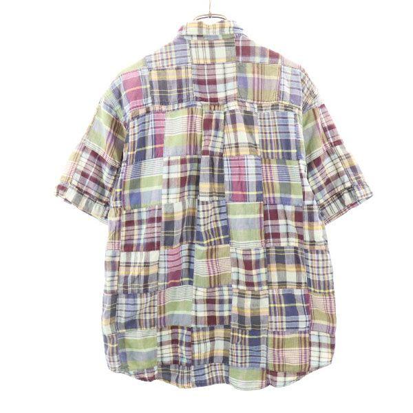 EDDIE BAUER 90s Black Tag Short Sleeve Shirt M Purple X Blue X Green Men's Used