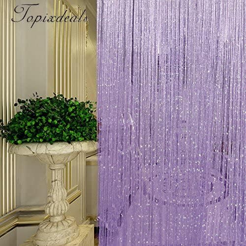 Door Fringe Curtain Door Curtains,Rare Flat Silver Ribbon,Thread Fringe Window Panel Room Divider Cute Strip Tassel Party Events Sequin(1Pack, Black)