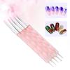 5pcs Dual ended Carving Sculptur Pen Set Silicone Head Dotting Pen Manicure Nail Art Tool Pink