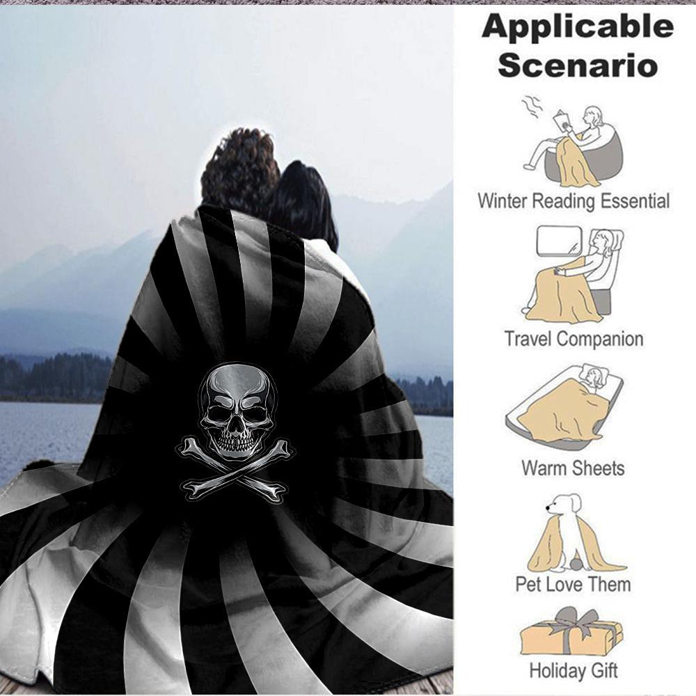 1PC Skull, Crossbones Print Blanket, Soft Throw Blanket - Warm & Cozy for Couch, Bed, Office, and Travel Yy250912221