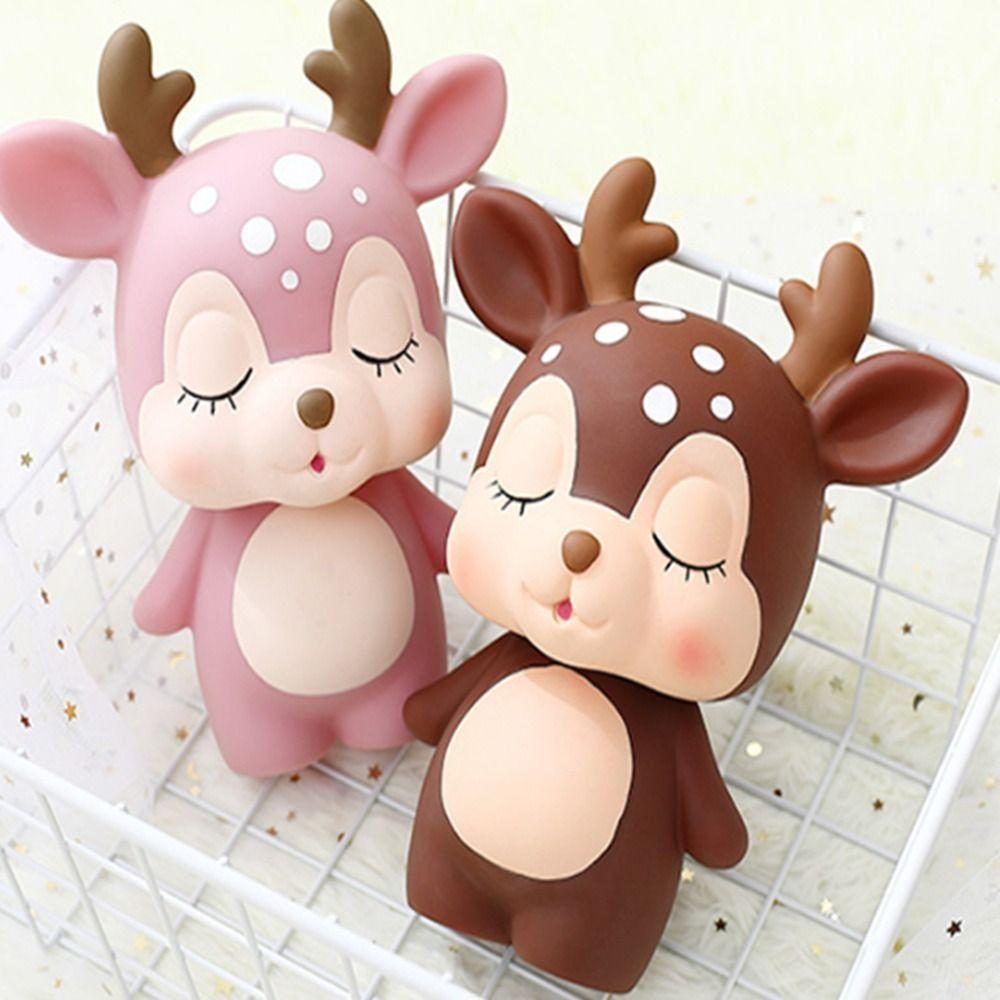 Mini Plastic Kids Gifts Deer-shaped Safe Piggy Bank Money Savings Box Ornaments Coin Box