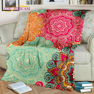 Manta de Meditación Mandala Bohemia 3D Espíritu de la Naturaleza Yoga, Manta Suave para el Hogar Dormitorio Cama Sofá Picnic Cubre Manta Niños