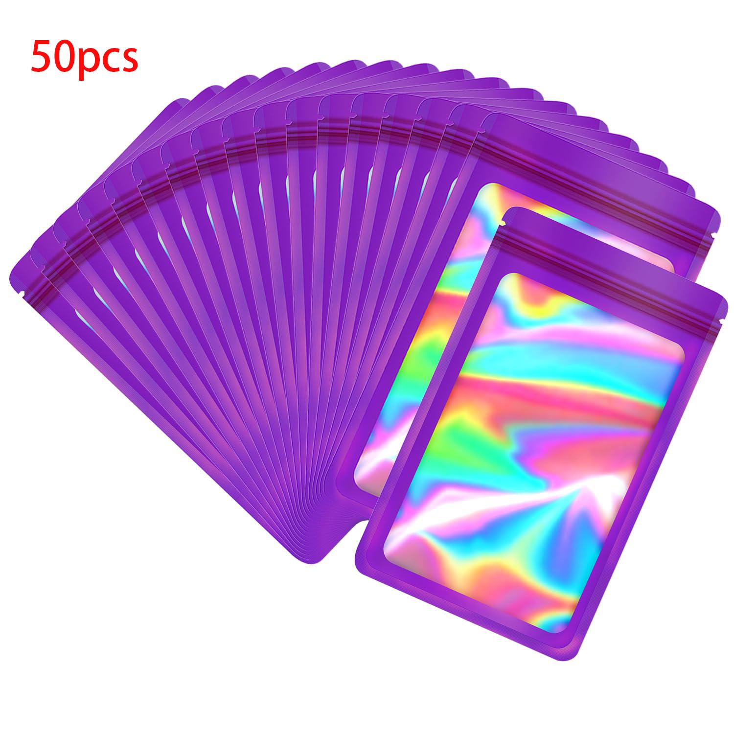 

50 шт. майларовых пакетов, многоразовых, герметичных, голографических, с застежкой-молнией, ювелирных изделий, конфет, образцов продукции, упаковочных материалов для малого бизнеса 6x10cm