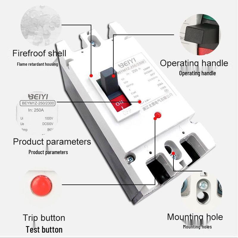 500V/1000V DC Plastic Case Circuit Breaker, 1P/2P, 100-250A Photovoltaic DC Air Switch MCCB