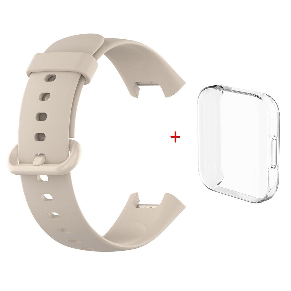 For Redmi Watch 2 Lite Silicone Strap+Case Watchband With Black/Same Color Buckle Wristband and Transparent Watch Shell