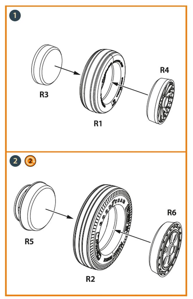 Clear North American Sabre Weight Transforming Wheel Type 1 Clear Plastic Model Parts CPUA48090 Prop! 1/48 F-86A (for Prop) (Airplane)