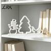 Unique Christmas Gift Ideas 3D Printed Tabletop Ornament, Snowman Tree Sleigh Figurine, Decor Minimalist Nordic Style Holiday for DIY Painting
