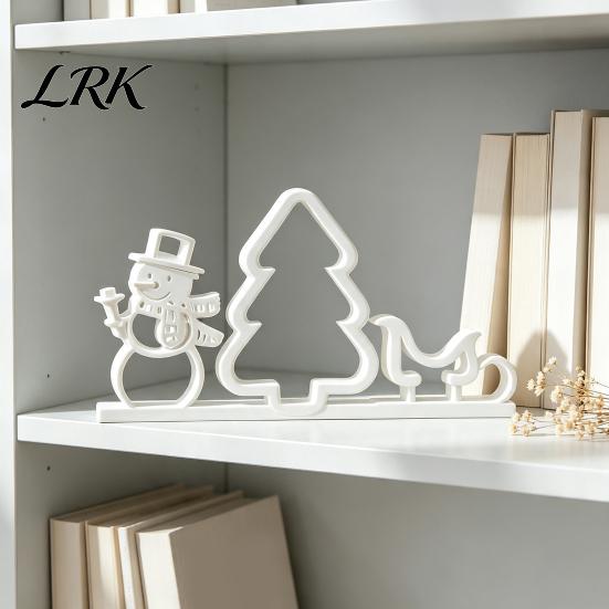 Unique Christmas Gift Ideas 3D Printed Tabletop Ornament, Snowman Tree Sleigh Figurine, Decor Minimalist Nordic Style Holiday for DIY Painting