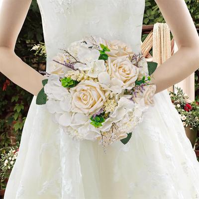 Bouquet da Sposa Fiori Artificiali Romantico con Nastri Tenuto Sposa per