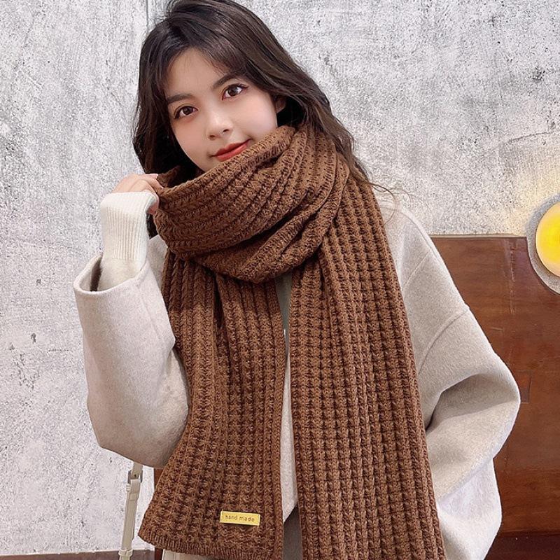 Design Thick Knitted Scarf for Women Fashion Winter Warm Cashmere Scarves Neckercheif Lady Korean Style Neck Tie Bandana