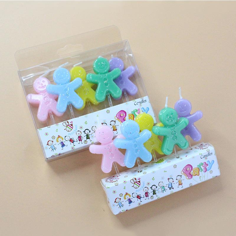 New Cartoon Candles Christmas Colorful Glitter Gingerbread Man Candles Creative Party Baking Decoration Candles