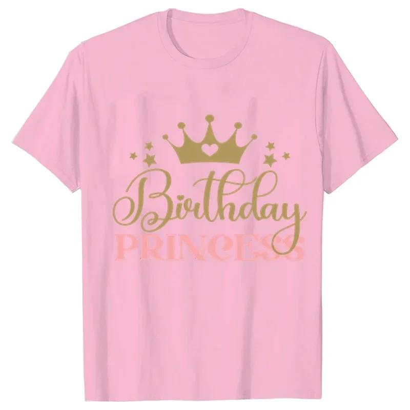 Birthday Princess Bundle Dad Mom of The Girls Birthday Party Tshirt O Neck Tops Short Sleeve White Pink Aesthetic Clothes