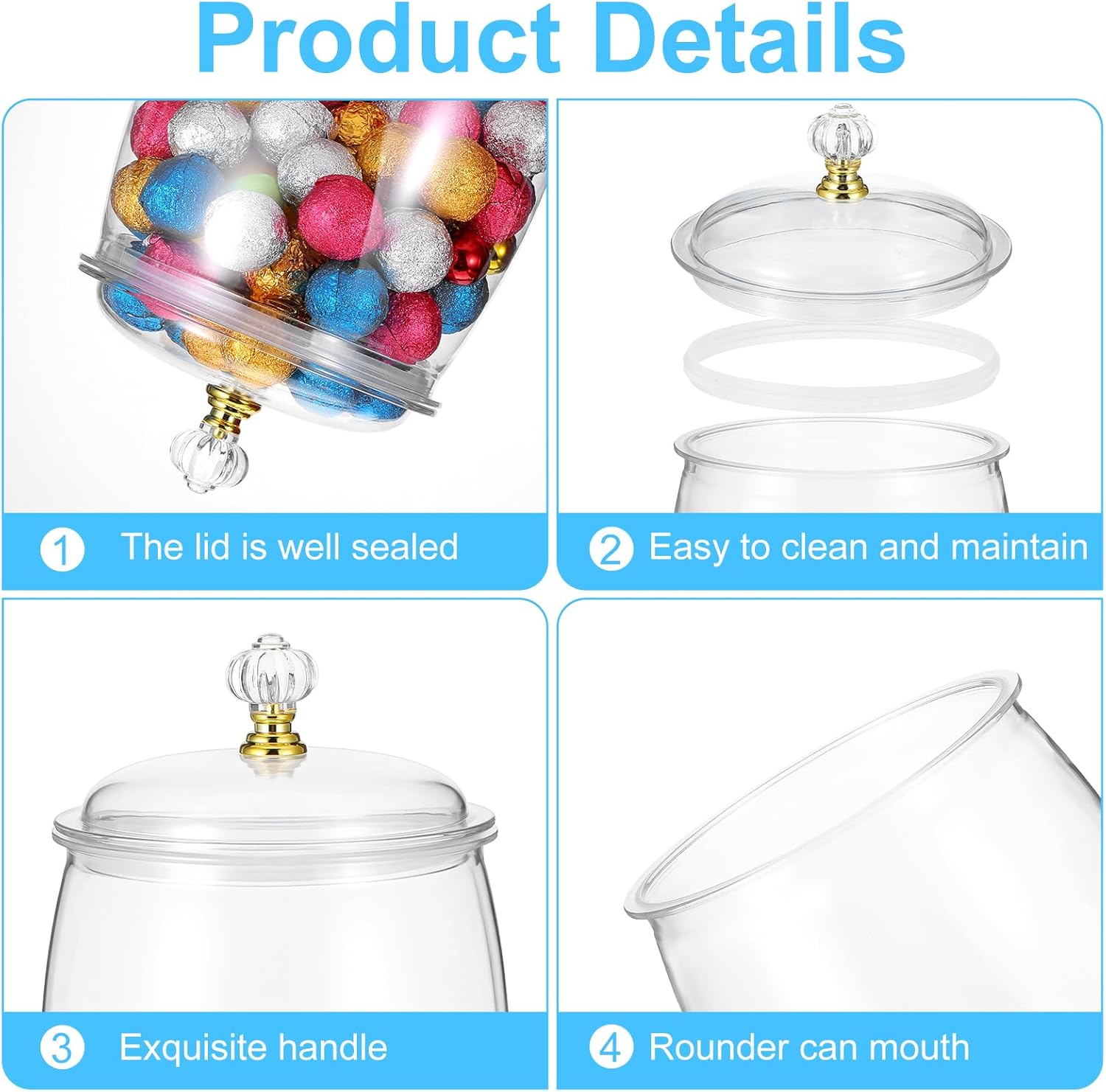 

4Pcs 77oz Airtight Candy & Cookie Jars with Lids, Plastic Storage Canisters for Kitchen, Wedding Décor United States