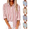 Women's Striped Casual Fashion Shirt Button Long Sleeved Top