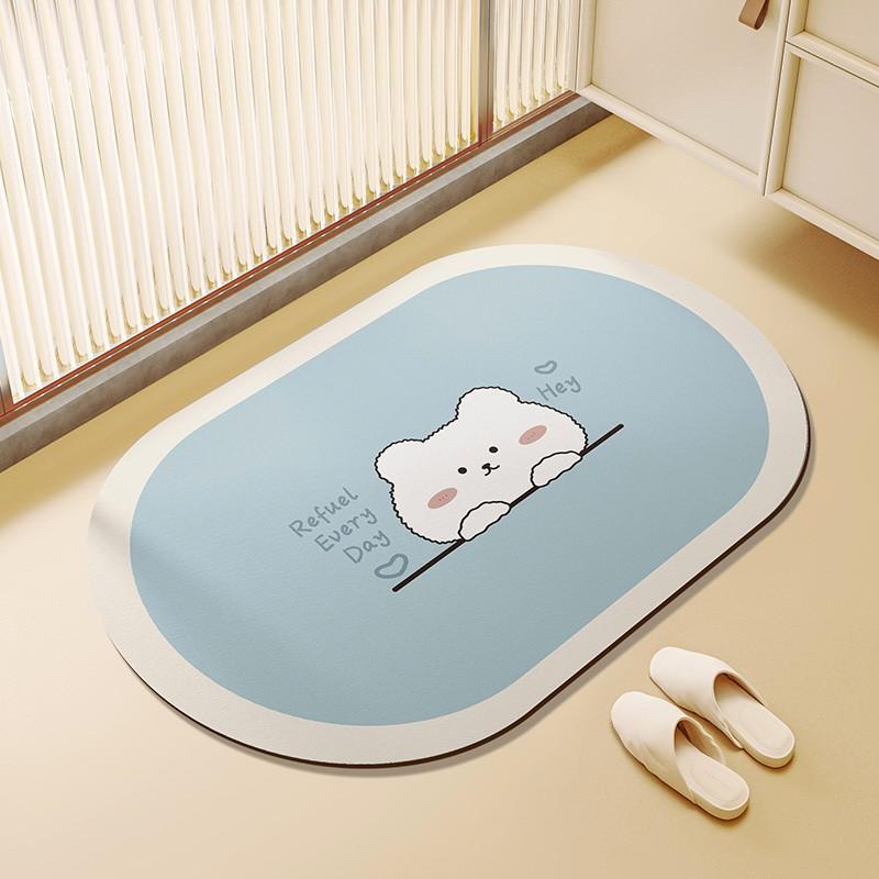 

Cartoon Bathroom Moisture Absorbing Floor Mat Soft Diatom Mud Household Bathroom Door Absorbing Mat Toilet Non-slip Foot Mat 40 * 60cm