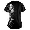 Women's Printing Uniform Work Uniform V-neck Pockets Basic Short Sleeve Pullover Top