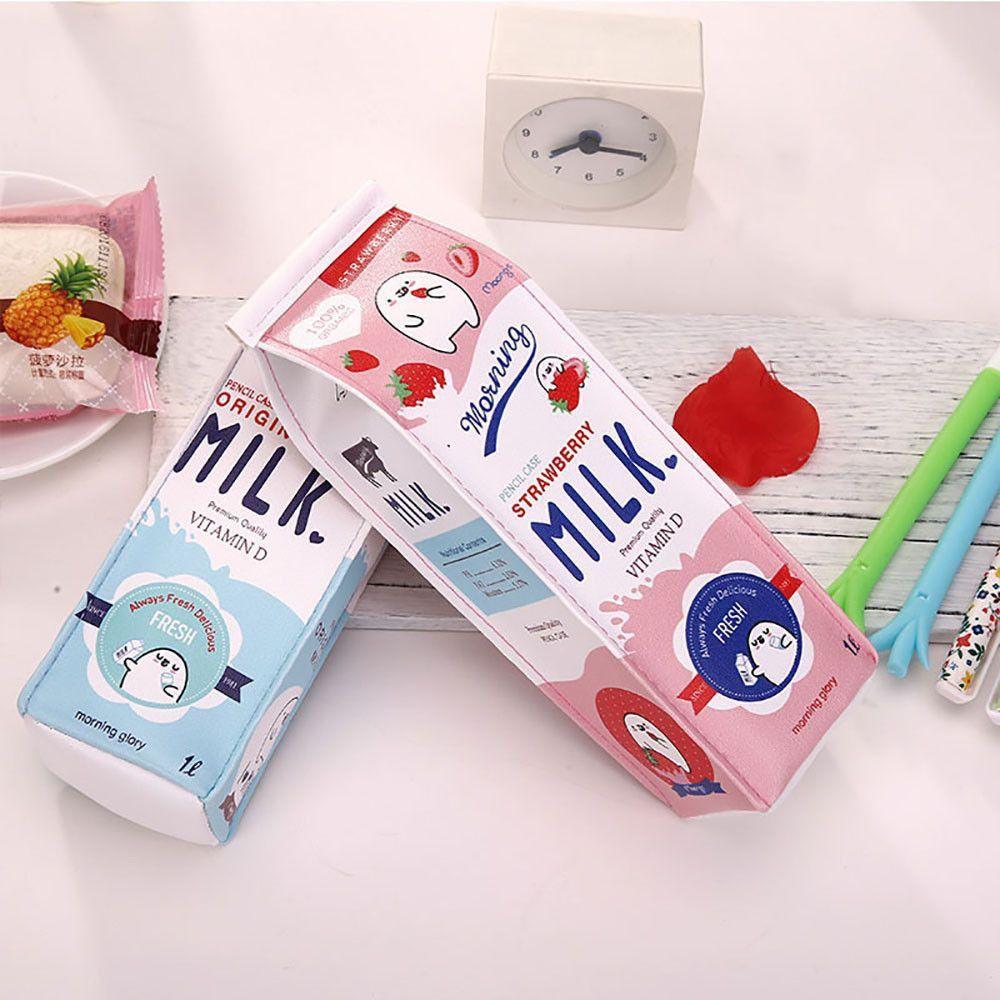 School Stationery Cartoon Morning Milk Waterproof Fruit Milk Carton Pen Bag Pencil Case Pencil Box